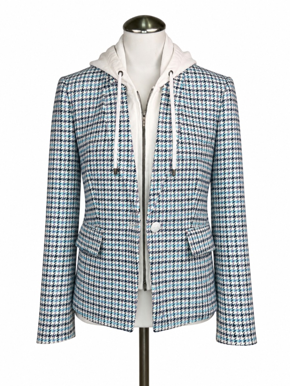 $650 Veronica Beard Farley Dickey Blazer Turquoise Multi Linen Size 4 - Picture 6 of 13